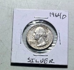 lot 10 image: 1964D 90% SILVER QUARTER