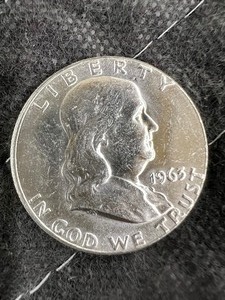 lot 125 image: 1963P BENJAMIN FRANKLIN AUBU 90% SILVER HALF DOLLAR  BUY LOTS 114-133 TO OWN A COMPLETE ROLL