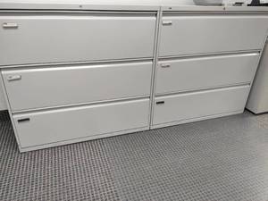 lot 22 image: Two Wide Metal File Cabinets
