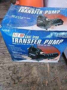 lot 71 image: 12 HP Cast Iron Transfer Pump with Accessories