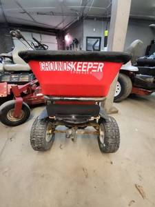 lot 84 image: Used Groundskeeper Fertilizer Spreader with Large Wheels