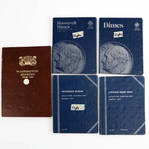 lot 8 image: U.S Coin Collection Lot - Lincoln Pennies, Jefferson Nickel, Roosevelt Dimes & Washington Dimes