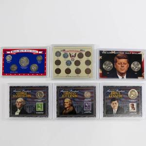 lot 23 image: US CoinStamp Lot - WWII Historic Coin, Lost JFK Half Dollars