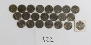 lot 22 image: Eisenhower Dollar Lot of 22 Coins - $22