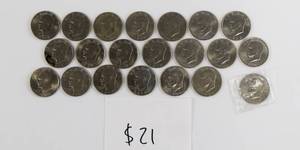lot 21 image: Eisenhower Dollar Lot of 21 Coins - $21