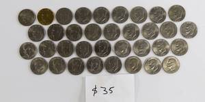 lot 18 image: Eisenhower Dollar Lot of 35 Coins - $35 Dollars