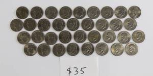 lot 17 image: Eisenhower Dollar Lot of 35 Coins - $35 Dollars