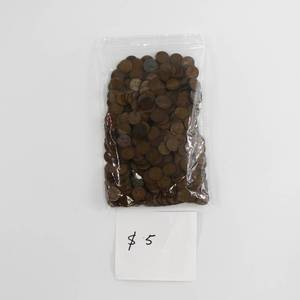 lot 44 image: Wheat Penny Lot - $5.00 Face Value Unsearched Teens- 1950s