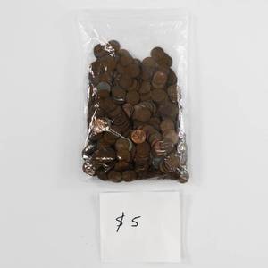 lot 42 image: Wheat Penny Lot - $5.00 Face Value Unsearched Teens- 1950s