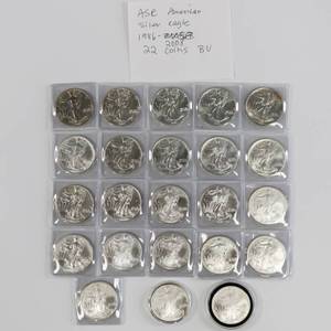 lot 75 image: 1986-2008 BU American Silver Eagle Coin Set