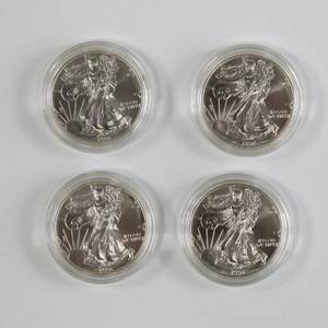lot 60 image: 1996 American Silver Eagle - 1 Oz Silver Lot of 4 Better Dates