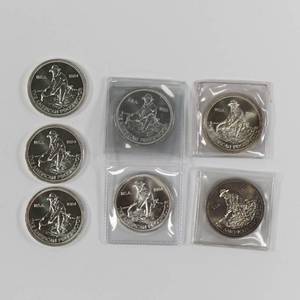 lot 54 image: 1982 Engelhard Prospector - 1 Oz Silver Round Lot of 7