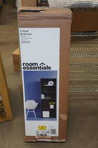 lot 16 image: Room Essentials 5-Shelf Bookcase -Black Finish