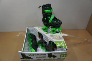 lot 27 image: Roller Derby 2-in1 Inline & Quad Interchangeable Adjustable Youth Skate -Size 3-6