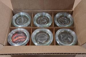 lot 183 image: 6 Weck Mini Tulip Canning Jars