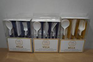 lot 258 image: 3 24-Piece Reuseable Flatware Sets