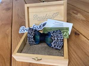 lot 4-A2025 image: New in Box Brackish Seabrook Pheasant Feathers Bow Tie - Handcrafted & One of a Kind