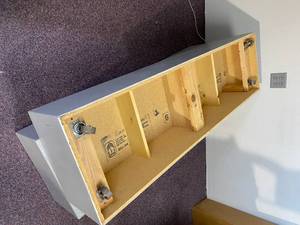 lot 64-A2025 image: 2 Solid Wood Boxes on Casters 53 x 18 x 12 - Very Solid - Could be reclaimed wood