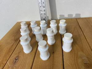 lot 68-A2025 image: 11 Vintage Milk Glass Spice Jars, No Chips