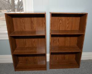lot 25 image: Laminate Book Shelves  Set of Two, Practical & Stylish Storage
