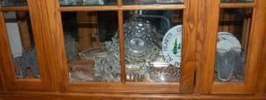 lot 80 image: Row of Intricate Clear Cut Glassware #3  Perfect for Entertaining or Displaying - 20 -pieces
