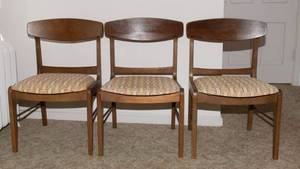 Set of Three Solid Wood Vintage Mid-Century Modern Side Chairs – Most Likely Stanley