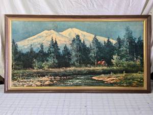 lot 4 image: Robert Wood Framed Print Mount Shasta - Approx. 52 x 28