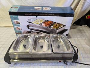lot 6 image: 3-Station Stainless Steel Buffet Server and Warming Tray