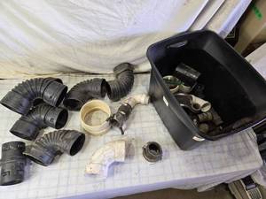 lot 95 image: Assorted Plumbing Fittings and Connectors in Storage Bin