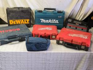 lot 97 image: Assorted Tool Cases Including Bosch, Milwaukee, DeWalt and Makita