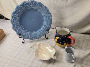 lot 139 image: Blue Floral Decorative Plate,  Pitcher and More