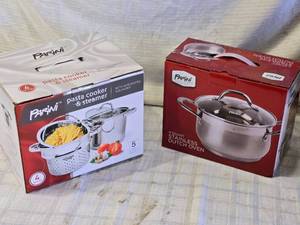 lot 218 image: Parini Stainless Steel Cookware Set 4 Qt Dutch Oven & Pasta Cooker