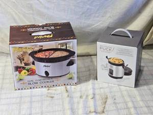 lot 234 image: Pasini Dual Compartment Slow Cooker and Wolfgang Puck Portable Rice Cooker