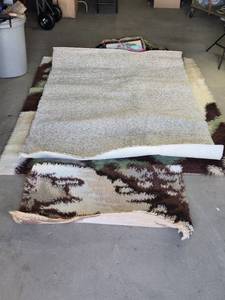 lot 251 image: Set of 3 Used Rugs with Beige and Brown Pattern - Bundle of Misc. Size Rugs Too