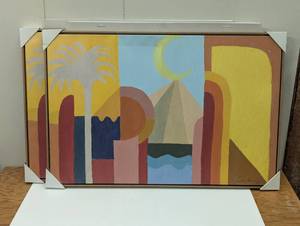 lot 82 image: 2 Pack - Framed Printed Canvas - Egypt