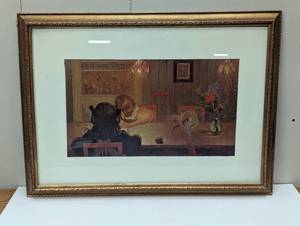 lot 83 image: Vintage Frame and Print - 29 x 21