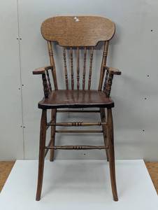 lot 89 image: Vintage Wood Kids High Chair