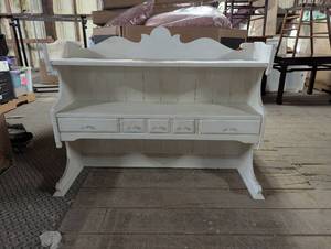lot 90 image: White Wash Counter Topper or Wall Shelf with Drawers