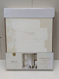lot 69 image: (2 PACK) 16x20 White Patches Framed Wall Art Canvas - Threshold