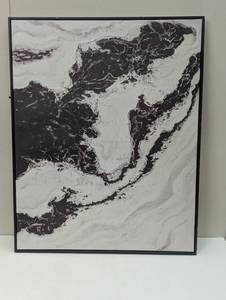 lot 74 image: 30 x 24 Marble Framed Printed Canvases BlackTan - Threshold