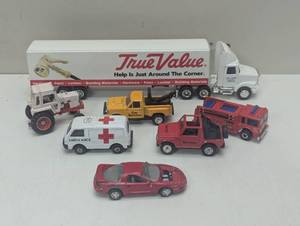 lot 44 image: 7 Die Cast Cars - Including True Value Semi