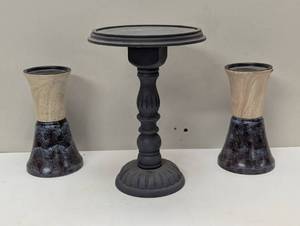 lot 14 image: Set of 3 Pedestals - Flowers, Jars, Candles