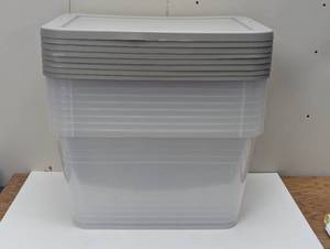 lot 40 image: 9 Pack - 56qt Storage Boxes Gray Lid - Brightroom - 9 Pack