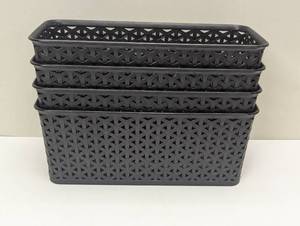 lot 44 image: Set of 4 - Y-Weave Half Medium Decorative Storage Basket - Brightroom - Black - Set of 4