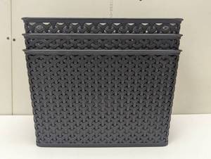 lot 46 image: Set of 3 - Large Y-Weave Decorative Storage Basket - Brightroom - Black - Set of 3