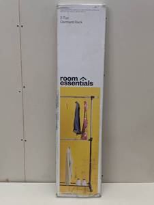 lot 62 image: Adjustable Double Rod Garment Rack Black - Room Essentials Steel Frame, Fixed Hanging Rod, 55lb Capacity, Clothing Rack