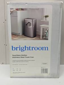 lot 12 image: Motion Wastebasket with Liner - Brightroom Stainless Steel Touchless Kitchen Trash Can, 11.8 Gallon, Silver