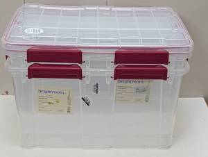 lot 29 image: 2 Heavy Duty Waterproof Bins - 54 Quart - Latching with Seal - Set of 2