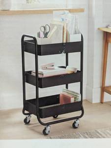 lot 31 image: 3 Tier Metal Utility Cart - Brightroom - Black