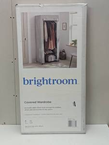 lot 97 image: 30 Double Rod Fabric Covered Wardrobe - Brightroom Closet Organizer